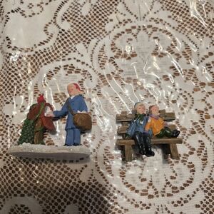 Charming Holiday Figurine Set - Blue and Brown